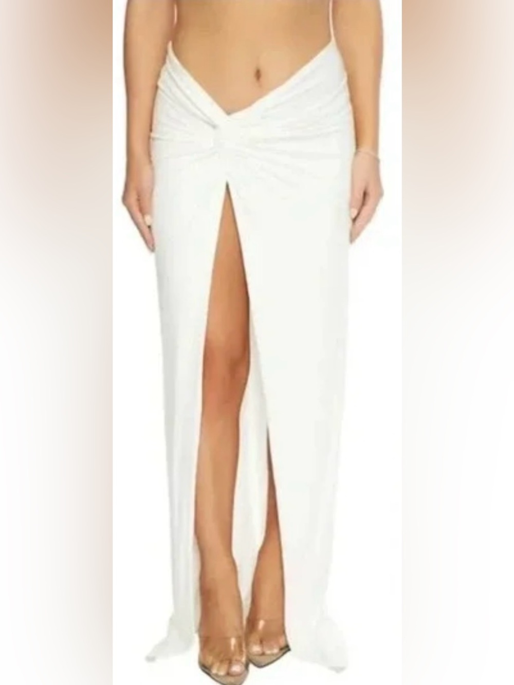 naked wardrobe White Maxi Skirt with Twist Front